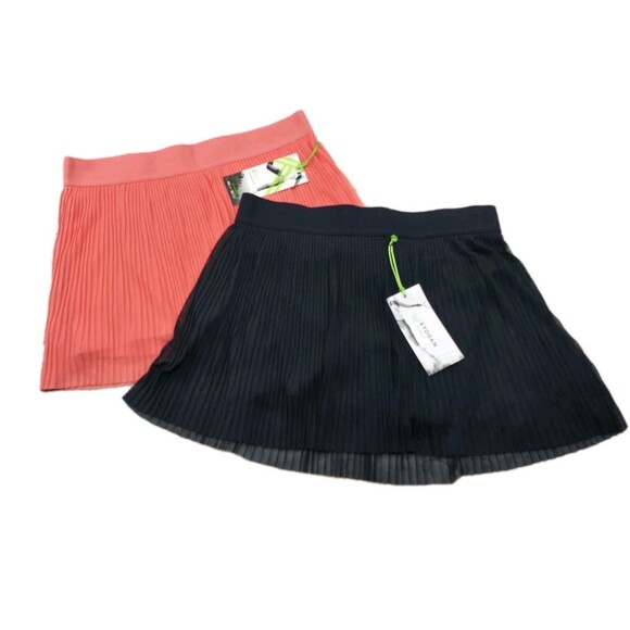 2 New Kyodan Tennis Skort Sz Large Black/Mango Golf Pickleball Pleated Skirt - Picture 1 of 5